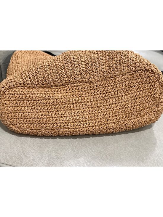 BTB LOS ANGELES Florent Raffia Hobo Bag in Tan Black Raffia Tote Handbag Purse - Picture 4 of 8